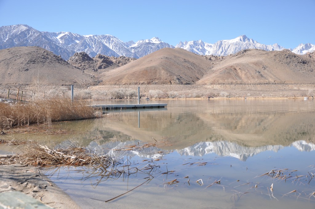 Diaz Lake toward the Sierras.