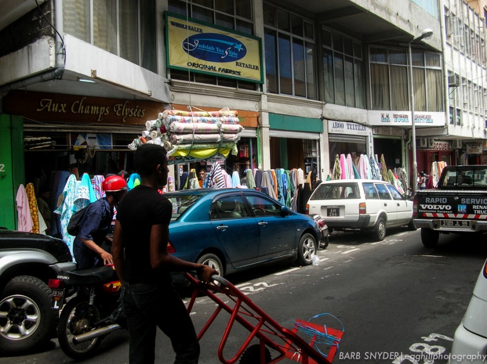 Fabric being delivered to the stores below.