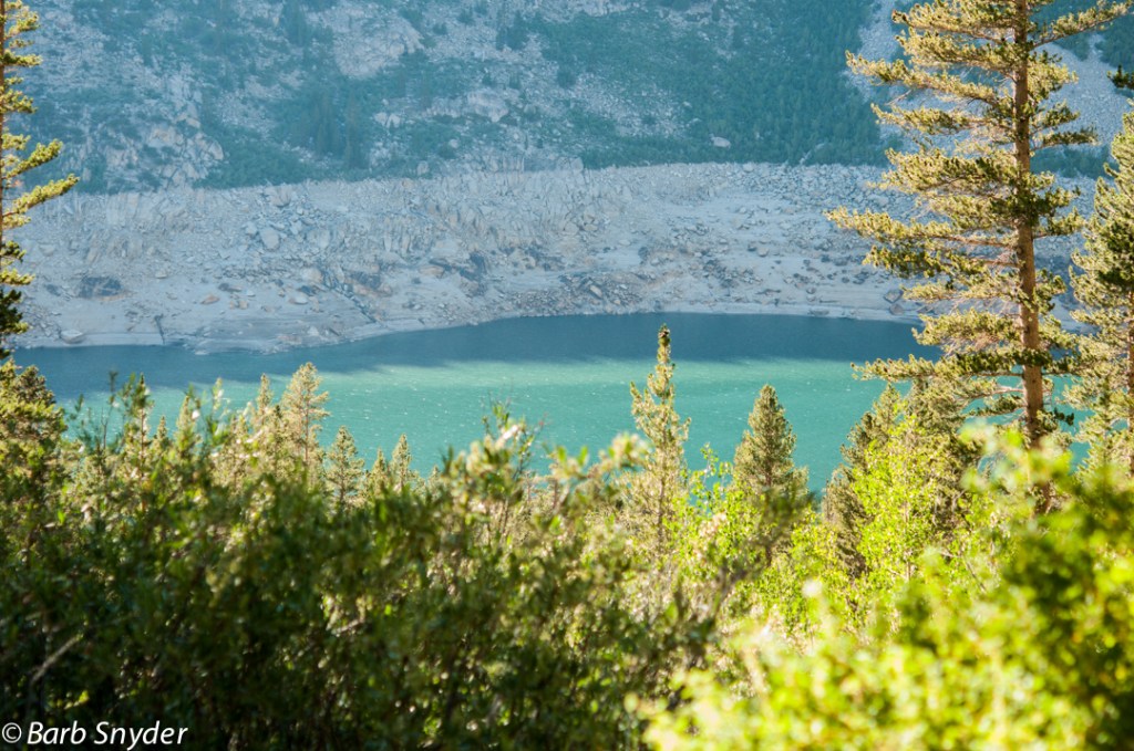Emerald Green South Lake. You can see the shadow of the mountain just starting to come across the back.