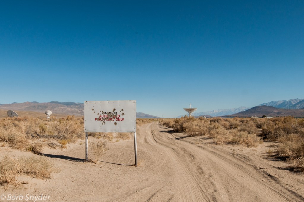 Can you believe that people would use this sign as target practice? Look how close the telescopes are!