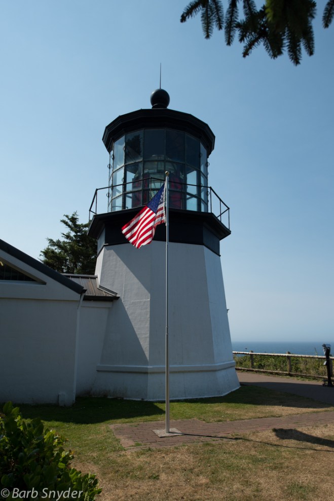 This lighthouse sat at the bottom of a long hill down to a cliff.