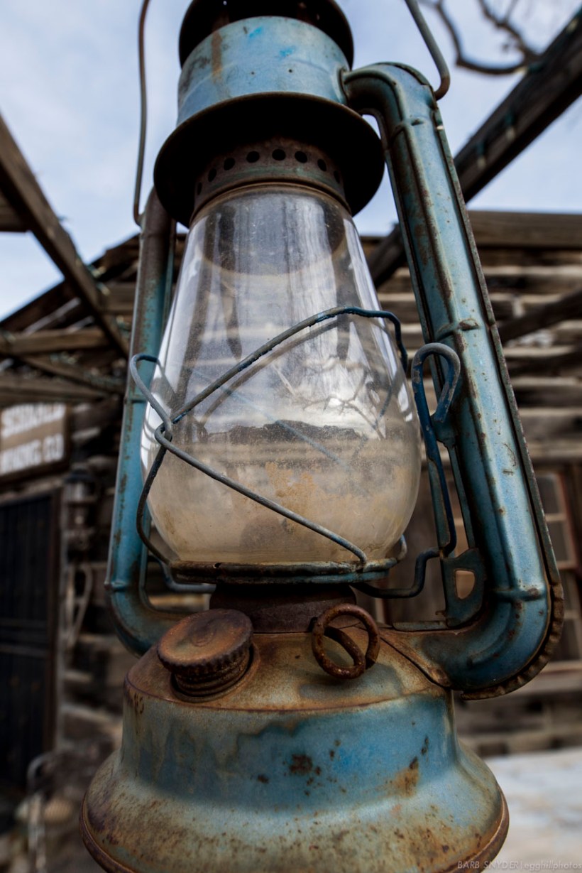 The lantern is reflecting the mountains behind me.