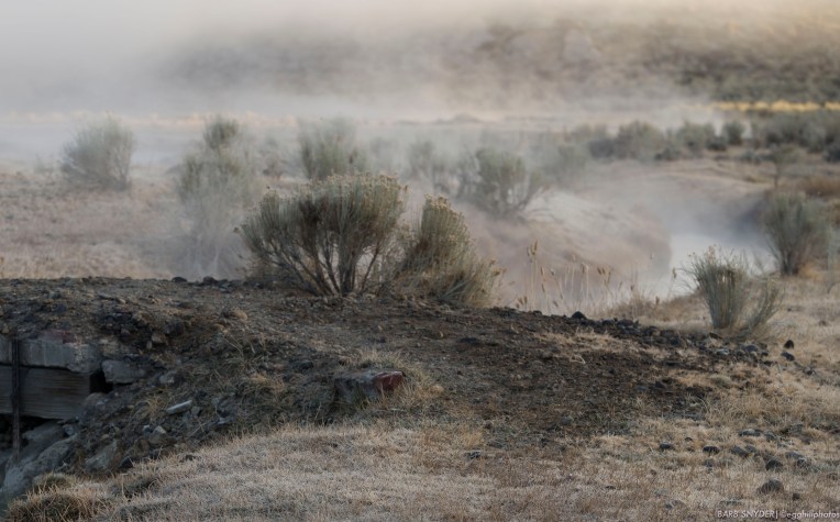 You can see the steam from  Hot Creek - so close to the hot magma below.