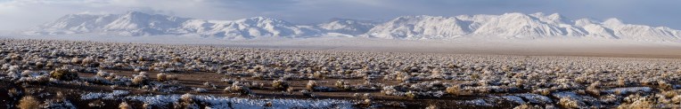 I'm not sure how this will look on your screen, I've never tried to post a panoramic view. The road leading out of Death Valley was empty. I got out of the car and was snapping the mountains south of me, when I decided to try a hand-held panoramic view. The snow on the valley probably melted (or evaporated depending on the water content) before the day was gone, but it was beautiful while I was there.